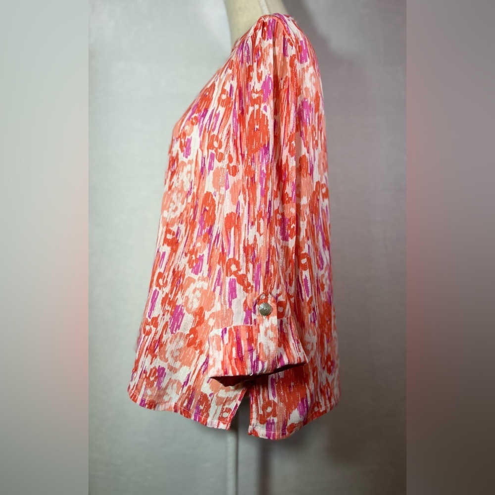 Hearts of Palm Button Down Blouse Women’s Size 14 Pink/Orange/White - Picture 10 of 10